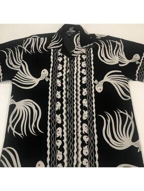 Vtg Oscar Misa Button up Hawaiian Aloha Shirt XL Goldfish Men’s